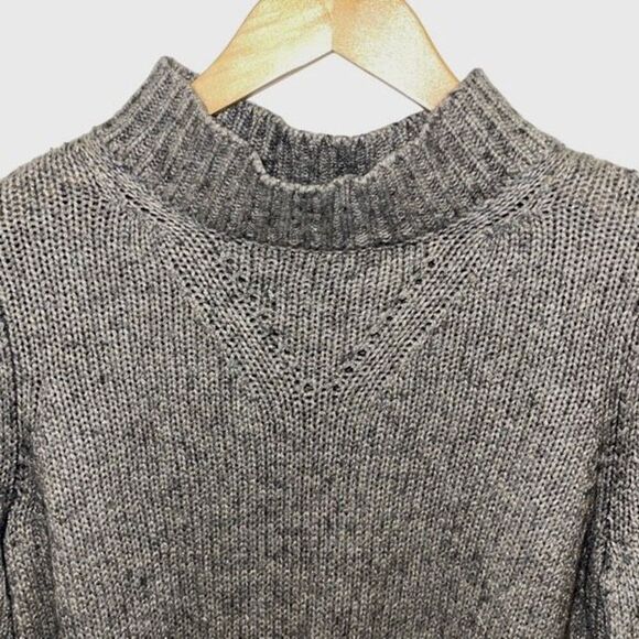 Elie Tahari Womens Mock Neck Metallic Speckle Sweater Charcoal Gray Size Small - Picture 4 of 10
